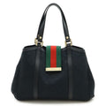 Gucci GG Canvas Sherry Line Tote Shoulder Bag Leather Black Green Red