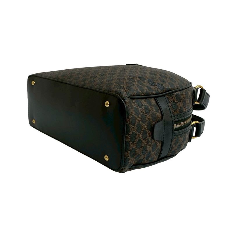 Celine Vintage Macadam Blason Triomphe Pattern Leather Handbag Mini Boston Bag — view 9