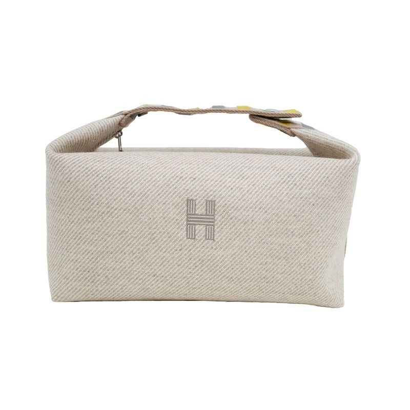 Hermes Brid A Black GM Au-carre Handbag Pouch Seigle Beige — view 2