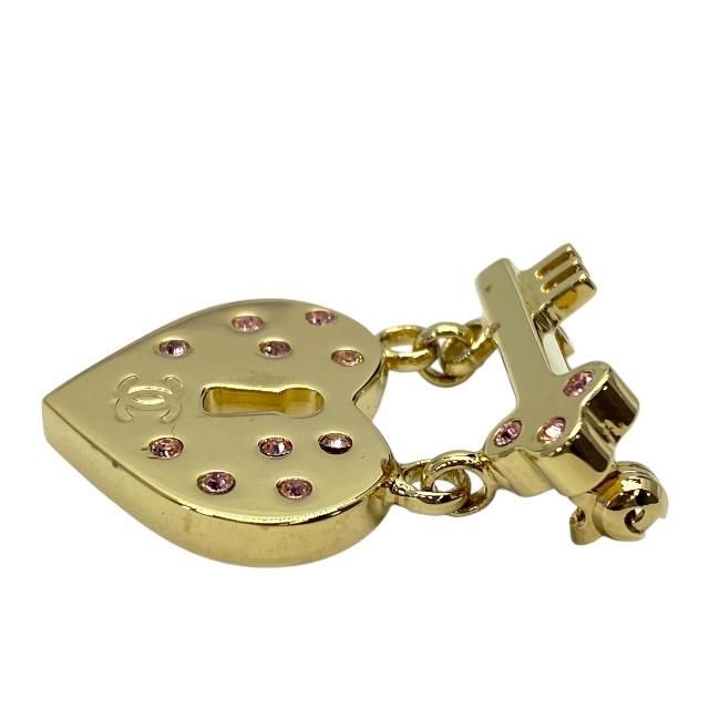 Chanel Brooch Coco Mark Heart Key Color Stone Pink Gold 02 — view 5