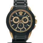 Versace Watch Quartz Character Chronograph Bezel Cracked Black Gold
