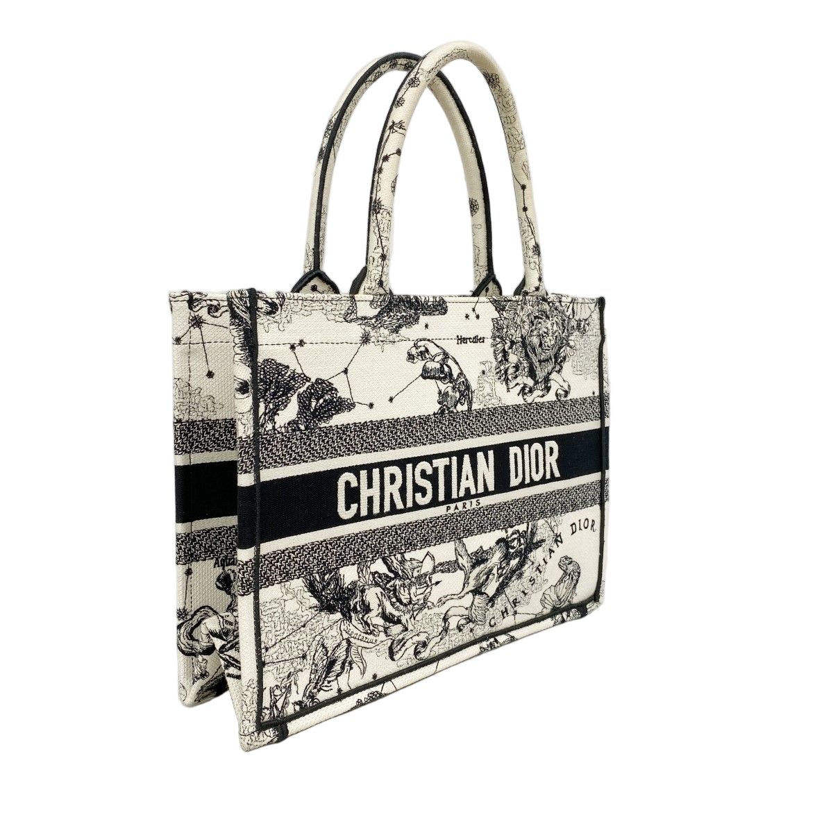 Dior Tote Book Canvas White Black Cles — view 2