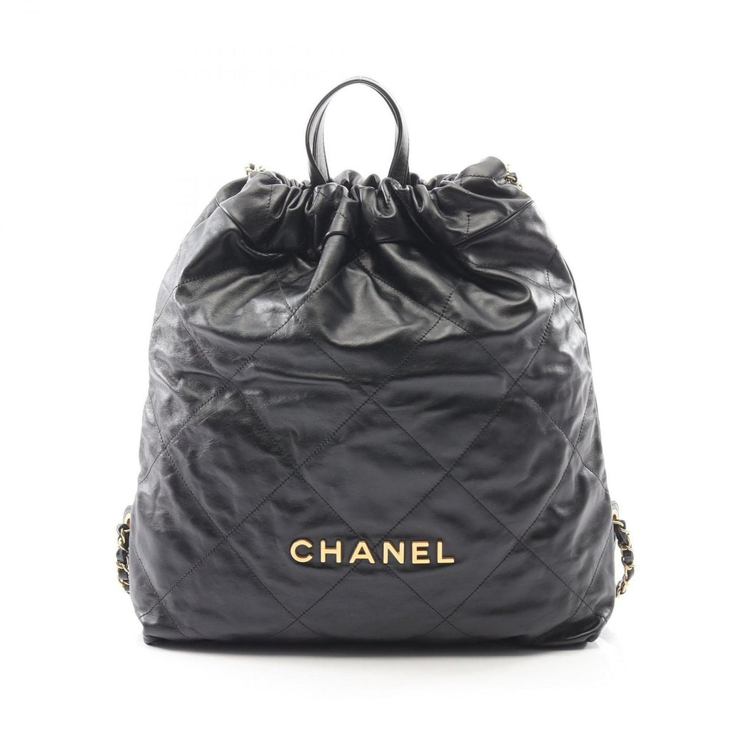 Chanel Backpack 22 Large Black Leather