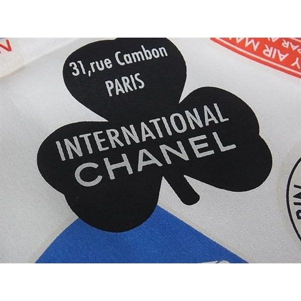 Chanel CC Logo Air Line Silk Scarf Shawl White Multicolor — view 5