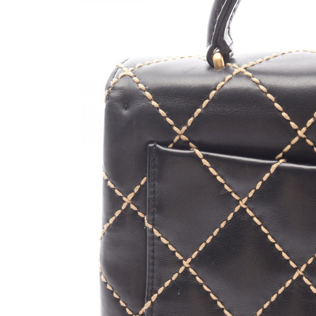 Chanel Handbag Wild Stitch Top Handle Black Leather — view 7