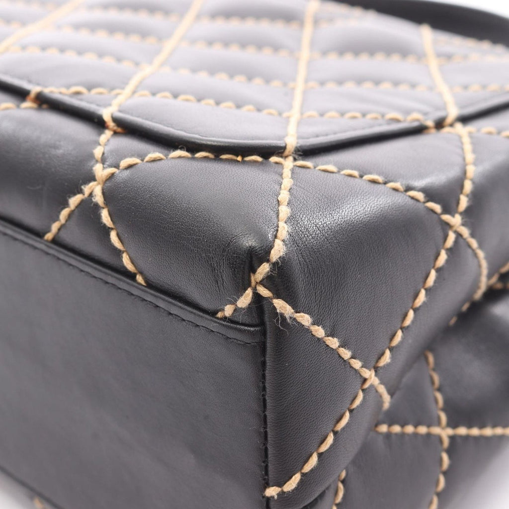 Chanel Handbag Wild Stitch Top Handle Black Leather — view 9