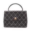 Chanel Handbag Wild Stitch Top Handle Black Leather