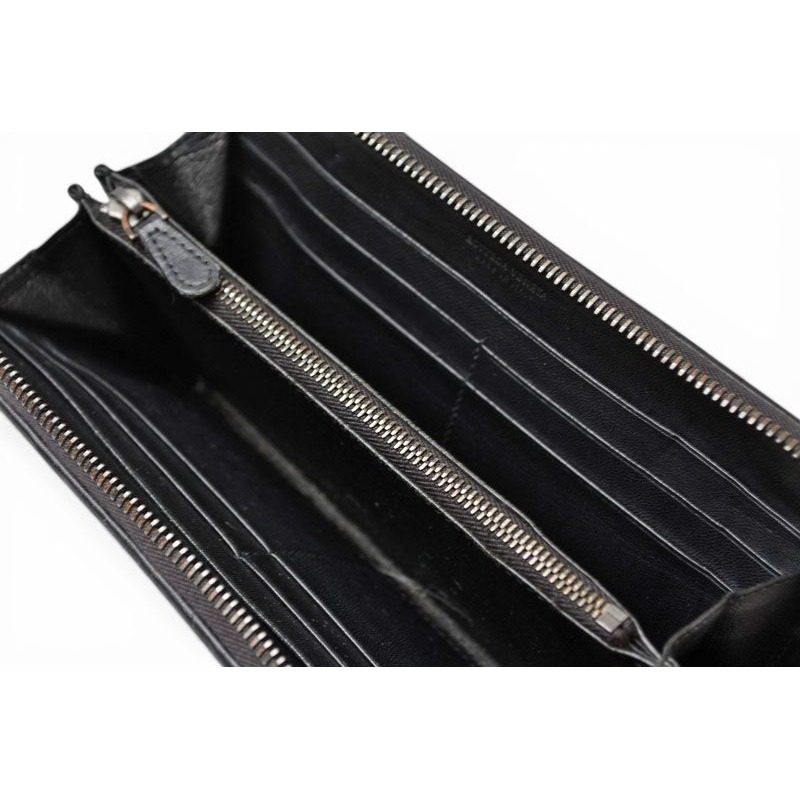 Bottega Veneta Wallet Zip Around Intrecciato Black — view 7