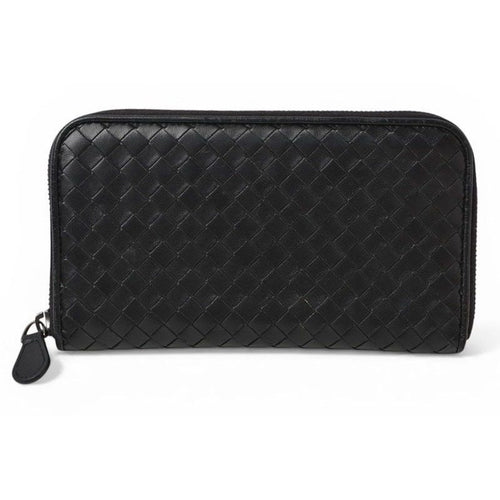 Bottega Veneta Wallet Zip Around Intrecciato Black