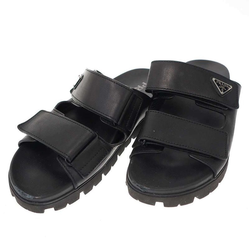 Prada Triangle Lo Velcro Strap Sandals 2 X3129 Black 8