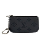 Louis Vuitton Pochette Cles Coin Case Gray Black Pouch Silver