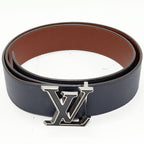Louis Vuitton Belt Taurillon Leather Navy Brown Tilt Reverse — view 4