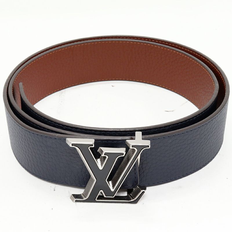 Louis Vuitton Belt Taurillon Leather Navy Brown Tilt Reverse — view 4