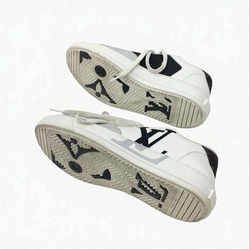 Louis Vuitton Charlie Line Monogram Sneakers Shoes Leather White Gray Black — view 6