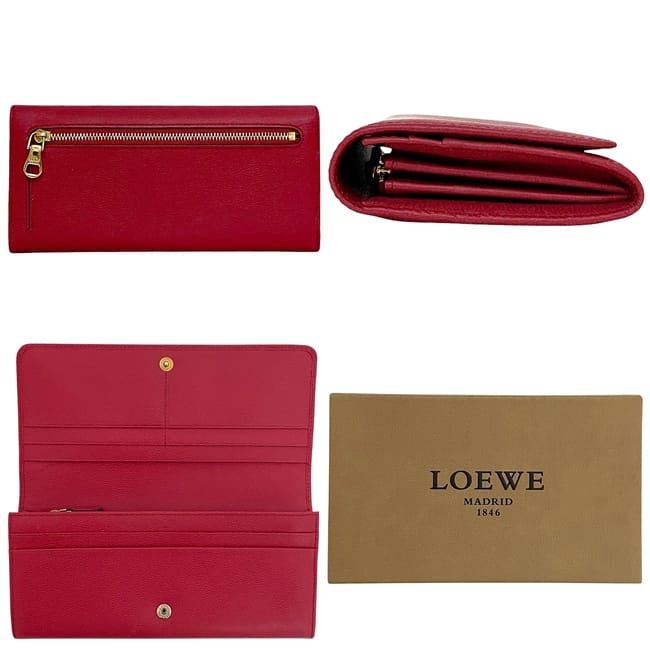 Loewe Foldable Long Wallet Continental Red Anagram — view 4