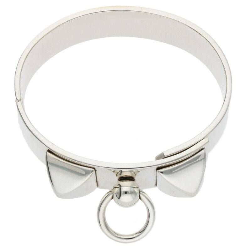 Hermes Collier De Chien MM Silver Bangle Bracelet SH — view 5