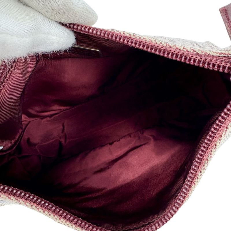 Prada Accessory Pouch Mini Handbag Ivory Wine Red Canvas — view 9