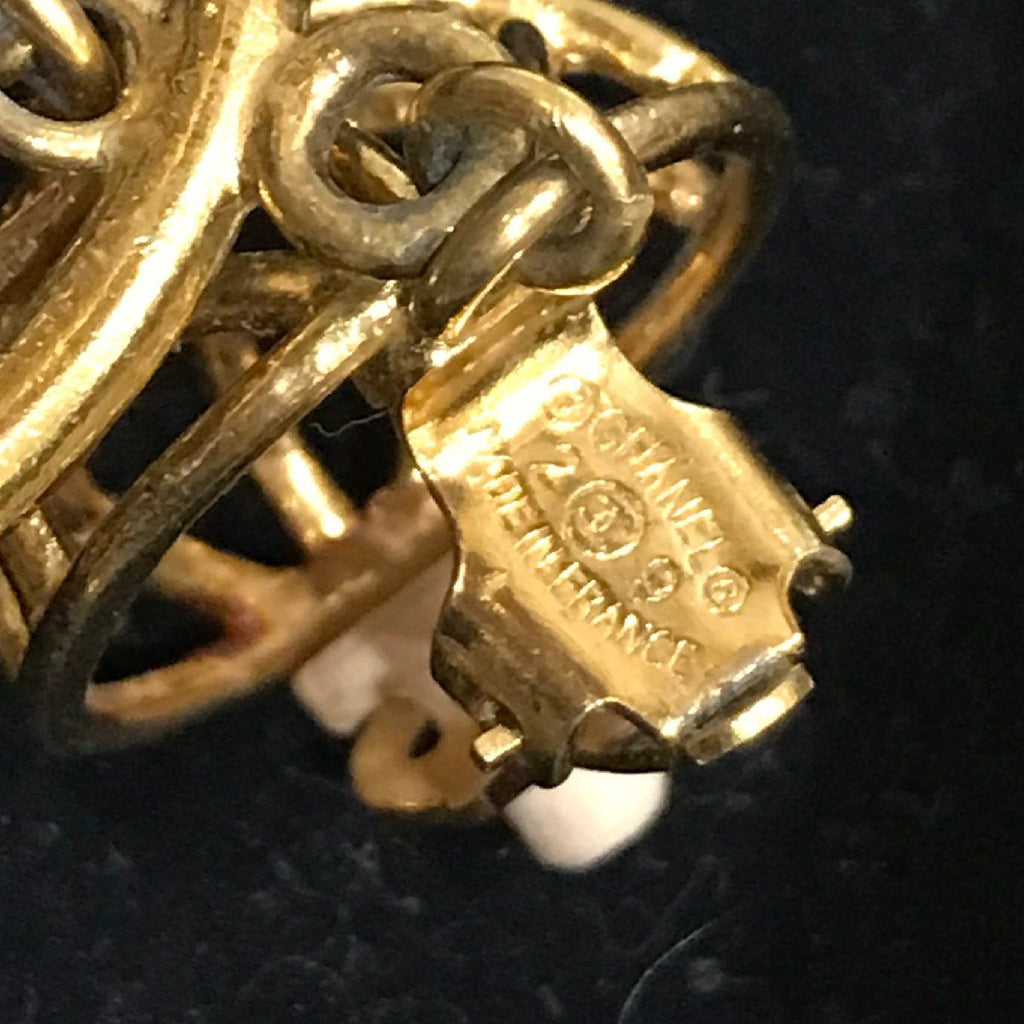Chanel CC Logo Birdcage Vintage Swing Earrings 2 9 Gold — view 7