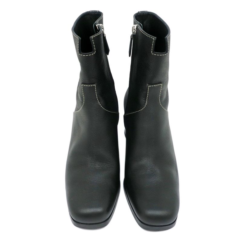 Hermes Flats 60 Black 38 Short Boots Leather Shoes Apparel — view 5