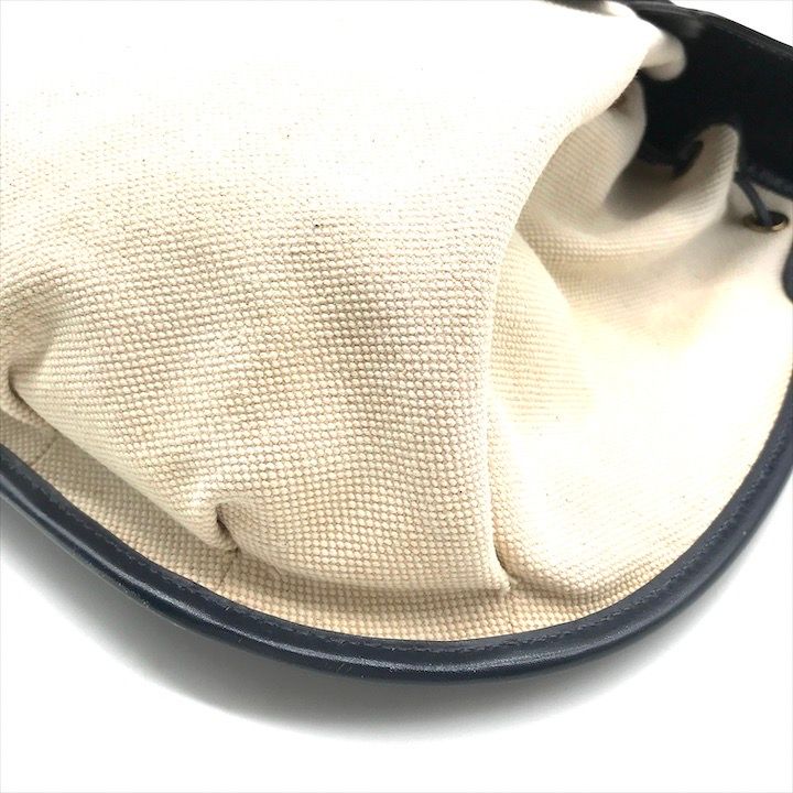 Hermes Toile Canvas Shoulder Bag Navy — view 5