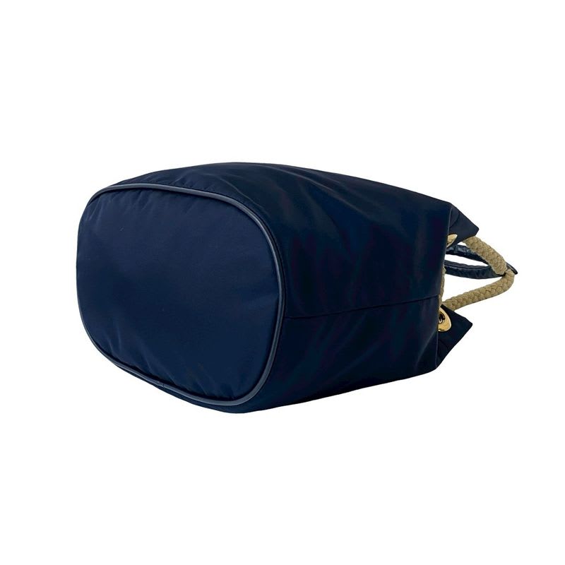 Prada Triangle Logo Plate Hardware Nylon Leather Shoulder Bag Tote
