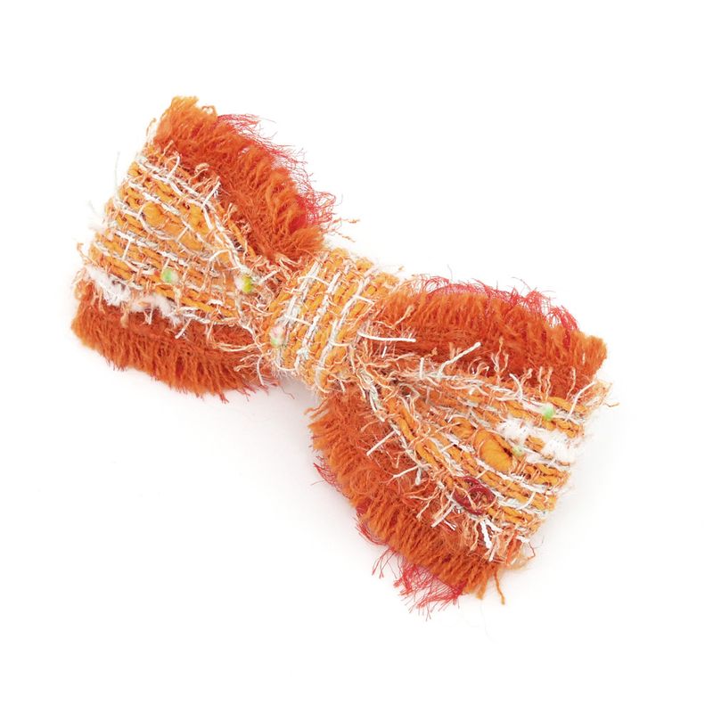 Chanel Barrette Tweed Orange Hair Ornament Clip Accessories — view 2