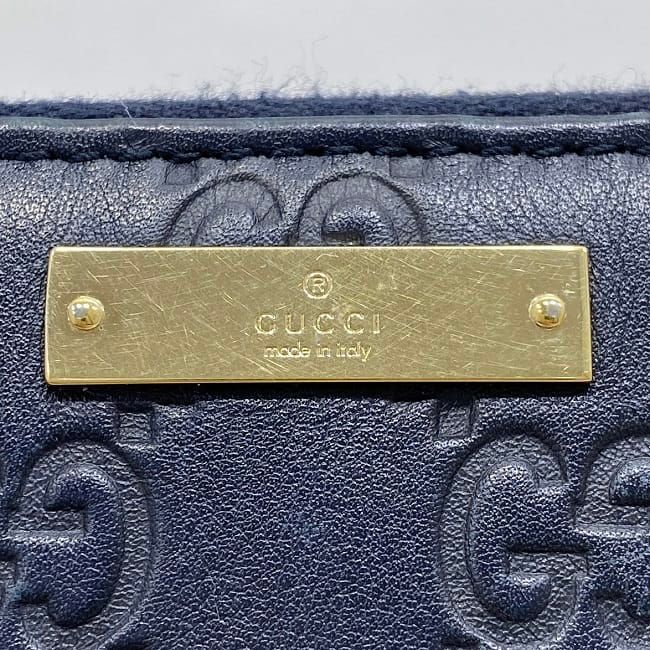 Gucci Round Zipper Long Wallet Navy Striped Line — view 5