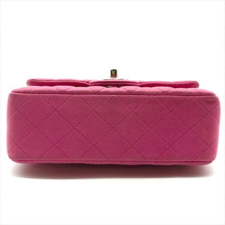 Chanel CC Logo Turnlock Soft Caviar Leather Mini Quilted Chain Shoulder Bag Pink — view 3