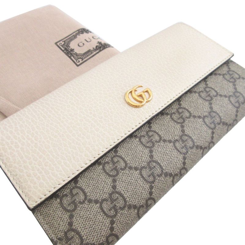 Gucci GG Canvas Leather Beige Ivory Bifold Long Wallet 1491 — view 2