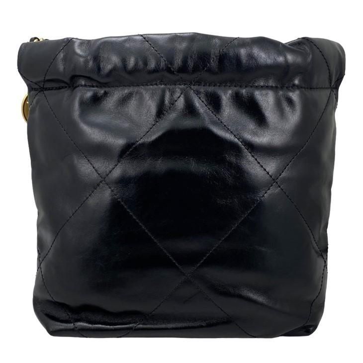 Chanel Shoulder Bag 22 Mini As3980 Shiny Calfskin Black Chain Gold Hardware — view 2