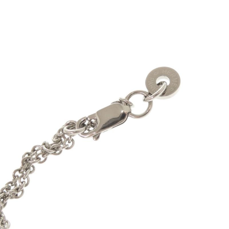 Hermes Col H Metal Leather Silver Gray Necklace Pendant 1333 — view 6