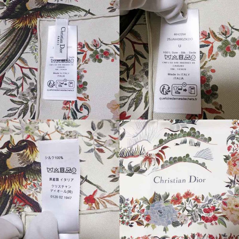 Dior Square Scarf Floral Pattern Beige 25 Jah090 Zkdo Accessories — view 9