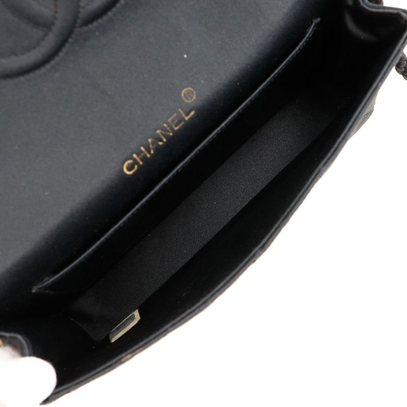 Chanel Quilted Vintage Satin and Rhinestone Black Women Shoulder Bag — view 5