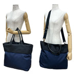 Prada Tessuto Nylon Leather 2-Way Tote Shoulder Bag