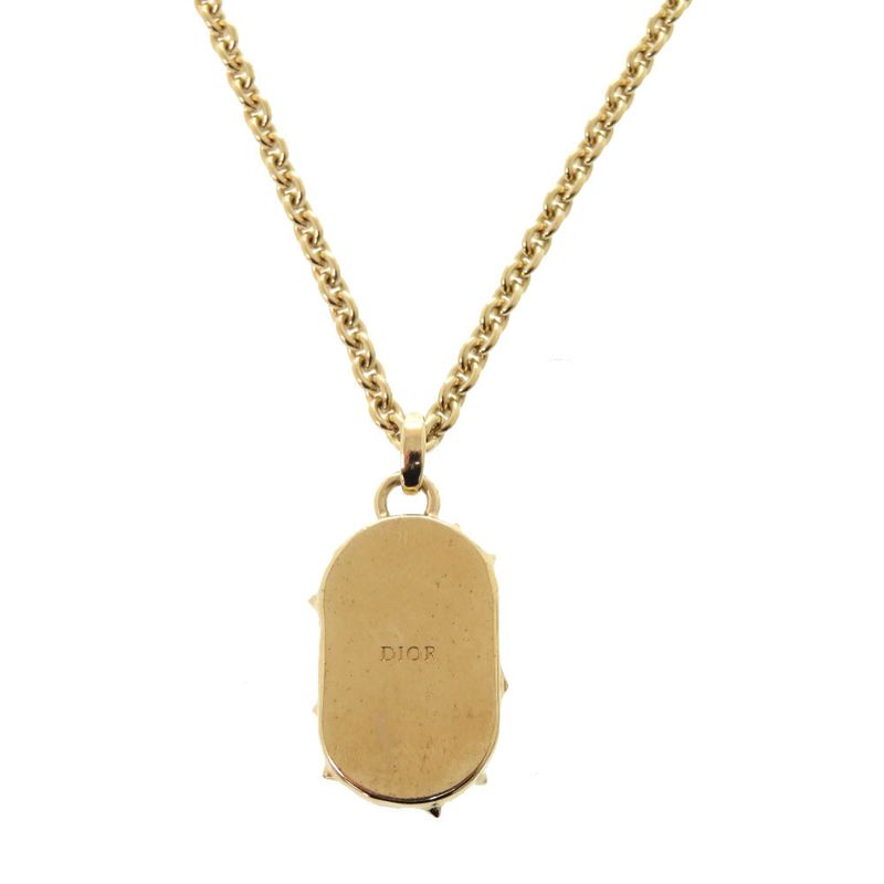 Dior CD Icon Logo Gold Blue Necklace Accessories 0575 — view 4