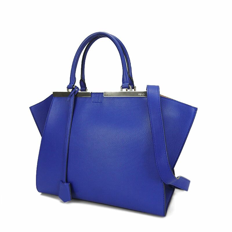 Fendi Handbag Trois Jour 8 Bh279 Leather Blue Silver Hardware 2-Way — view 2