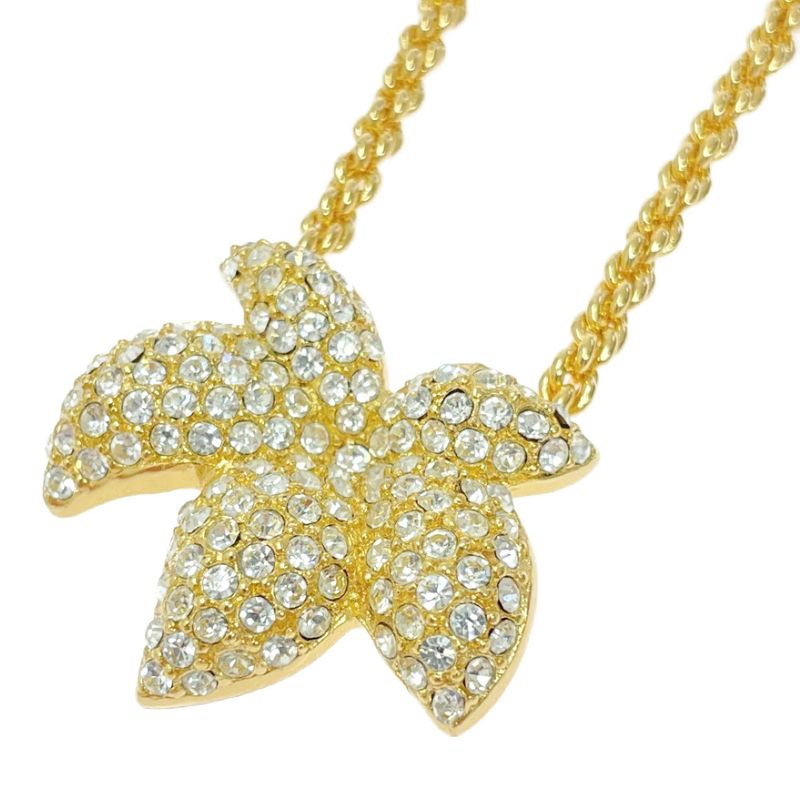 Christian Dior GP Rhinestone Flower Motif Necklace Gold — view 5