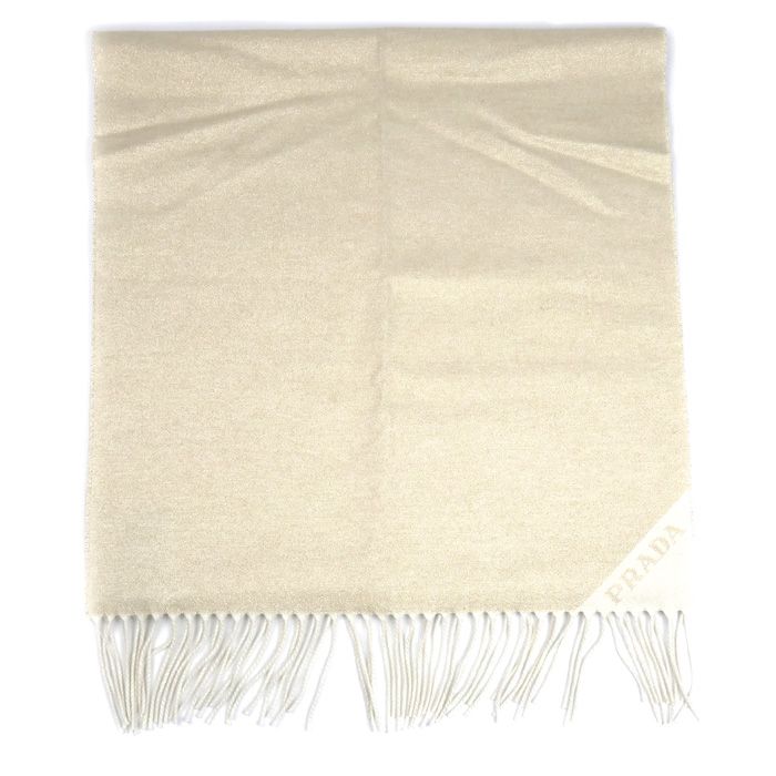 Prada Jacquard Evening Scarf Gold And White 1 Fs091 dgi f0 X0 a IC Chip Silk — view 2