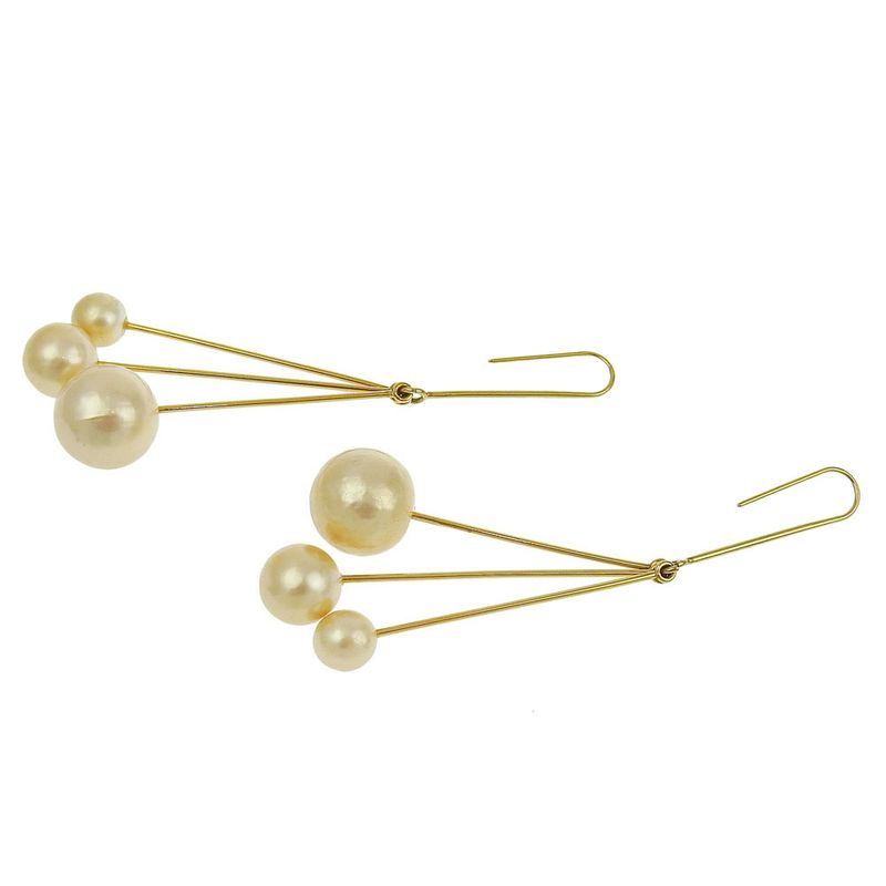 Celine Current Tag Bijoux Triple Faux Pearl Drop Earrings Ear Cuff GP — view 4