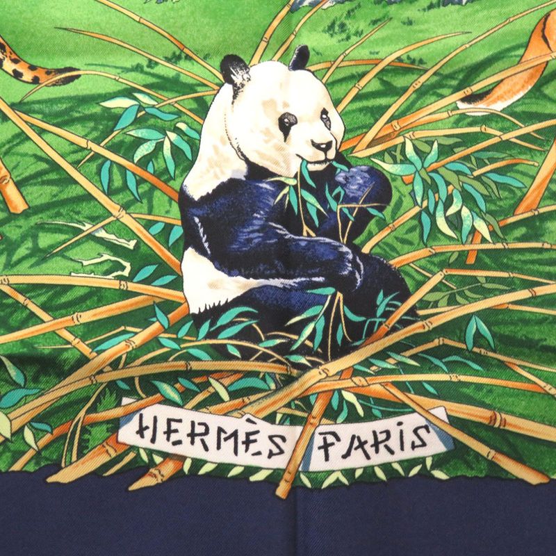 Hermes Carre 90 Sichlian Sicilian Animals Sichuan Silk Navy Scarf Blue — view 2