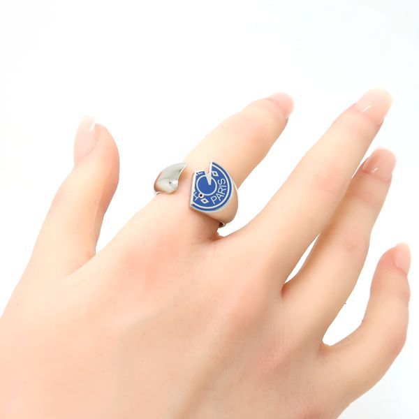 Hermes Carrousel Ring T58 Bleu De France Blue Clous Sel Horse Profile — view 7
