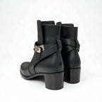 Hermes Frenchie Boots Short Shoes Leather Black Silver Kelly Hardware — view 4