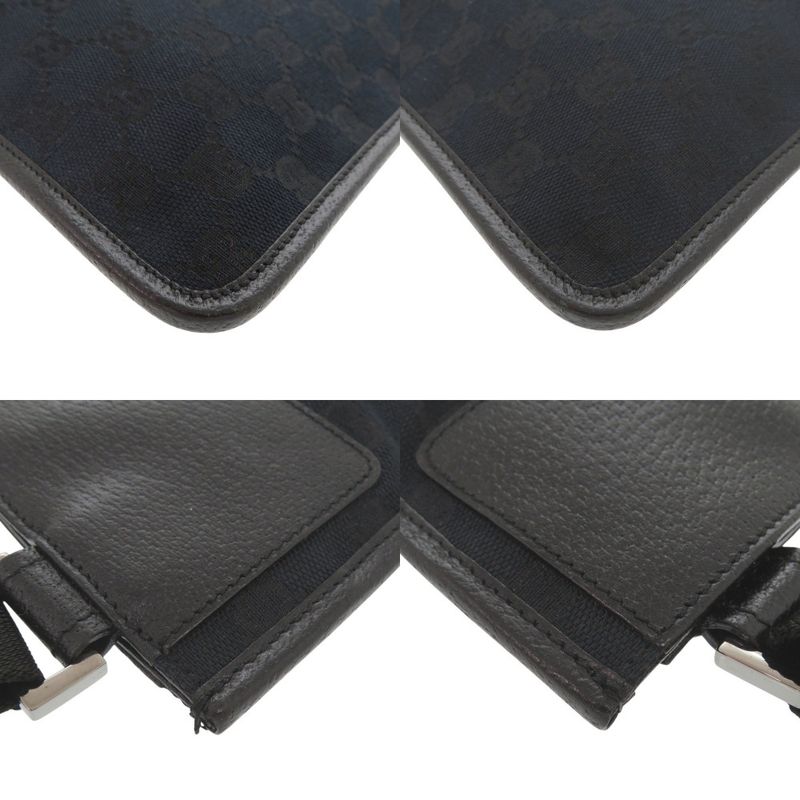 Gucci 27639 GG Canvas Leather Black Shoulder Bag 1047 — view 3
