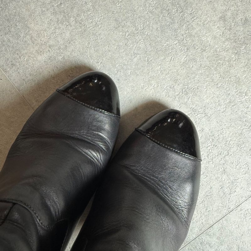 Chanel Quilted Leather Belt Short Boots Coco Mark Black 36 1 2 — view 6
