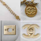 Chanel Quilted Flap Shoulder Chain Caviar Leather White — view 9