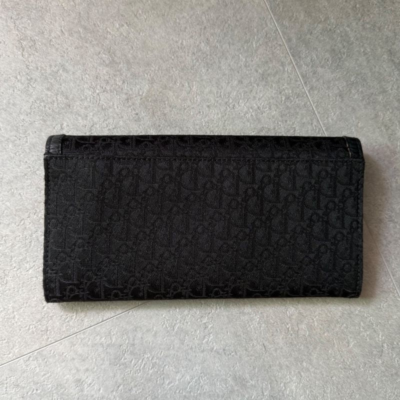 Christian Dior Long Wallet Plate Foldable Black — view 6