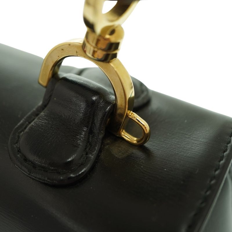 Gucci Bamboo Shoulder Hand Bag Leather Black With Strap 1294 — view 4