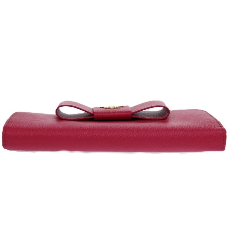 Prada Round Zipper Ribbon 1 M0506 Leather Saffiano Peonia 1211 Long — view 4