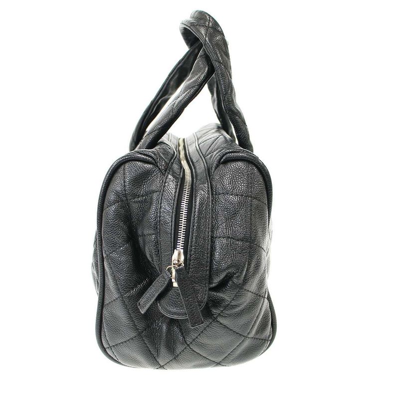 Chanel Quilted Caviar Leather Mini Boston Bag Black — view 3