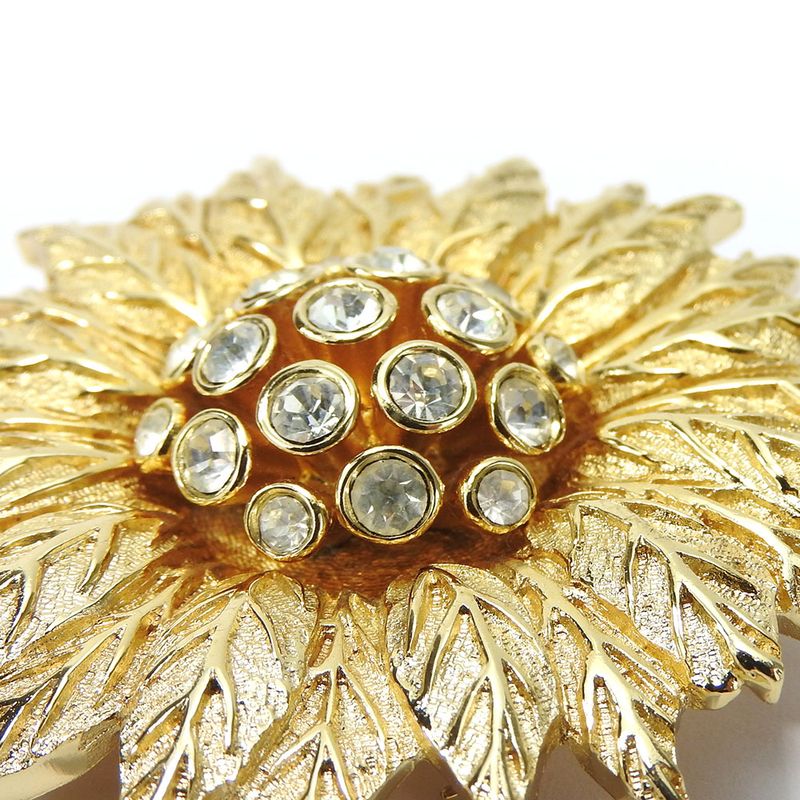 Christian Dior Brooch Metal Gold Rhinestone Plated Accessory — view 4